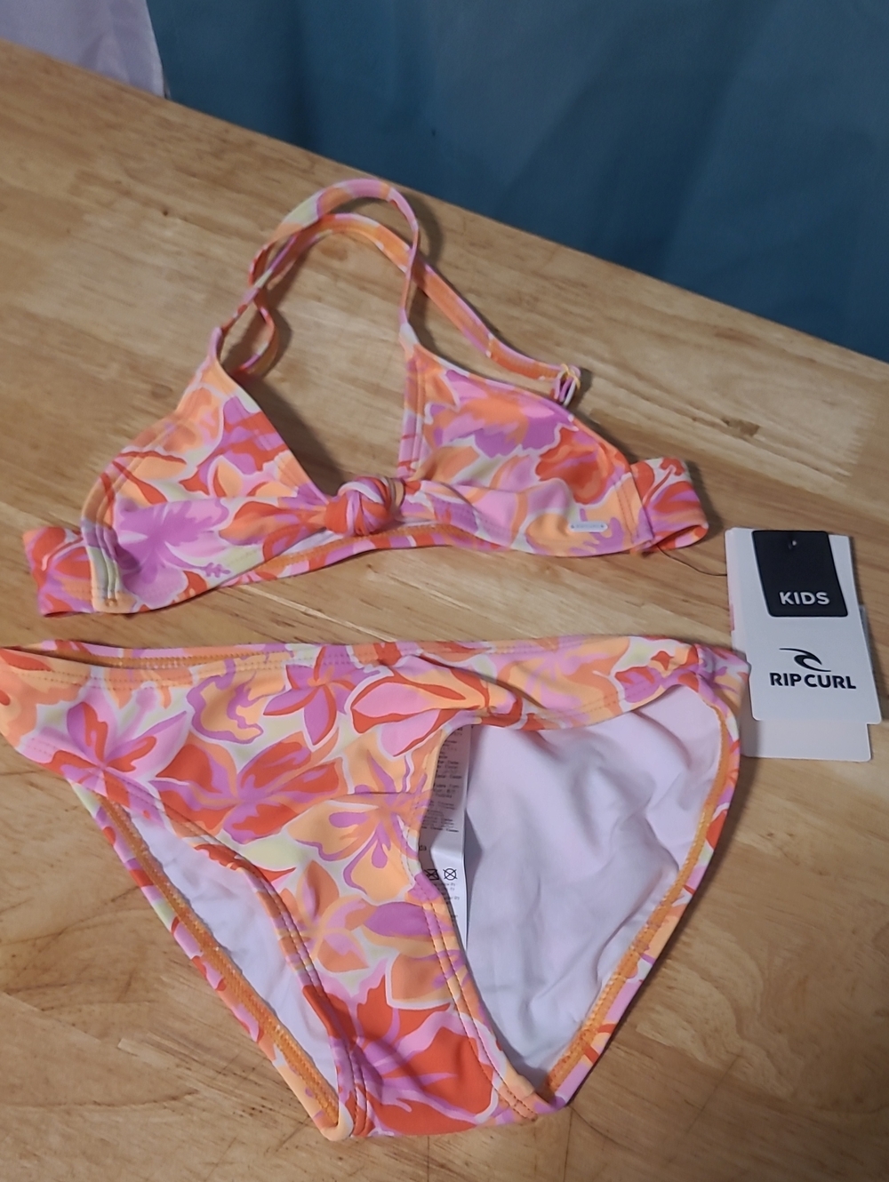 Rip Curl Kids Floral Bikini Set - Pink Orange Yellow